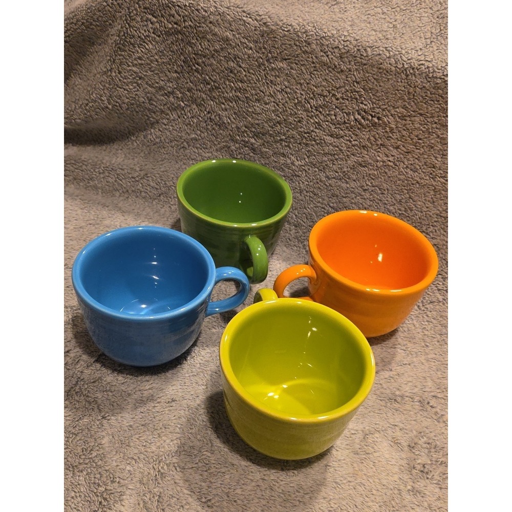 Fiesta 7oz Cups Set of 4 Assorted Colors Fiestaware Espresso Coffee Tea Mugs